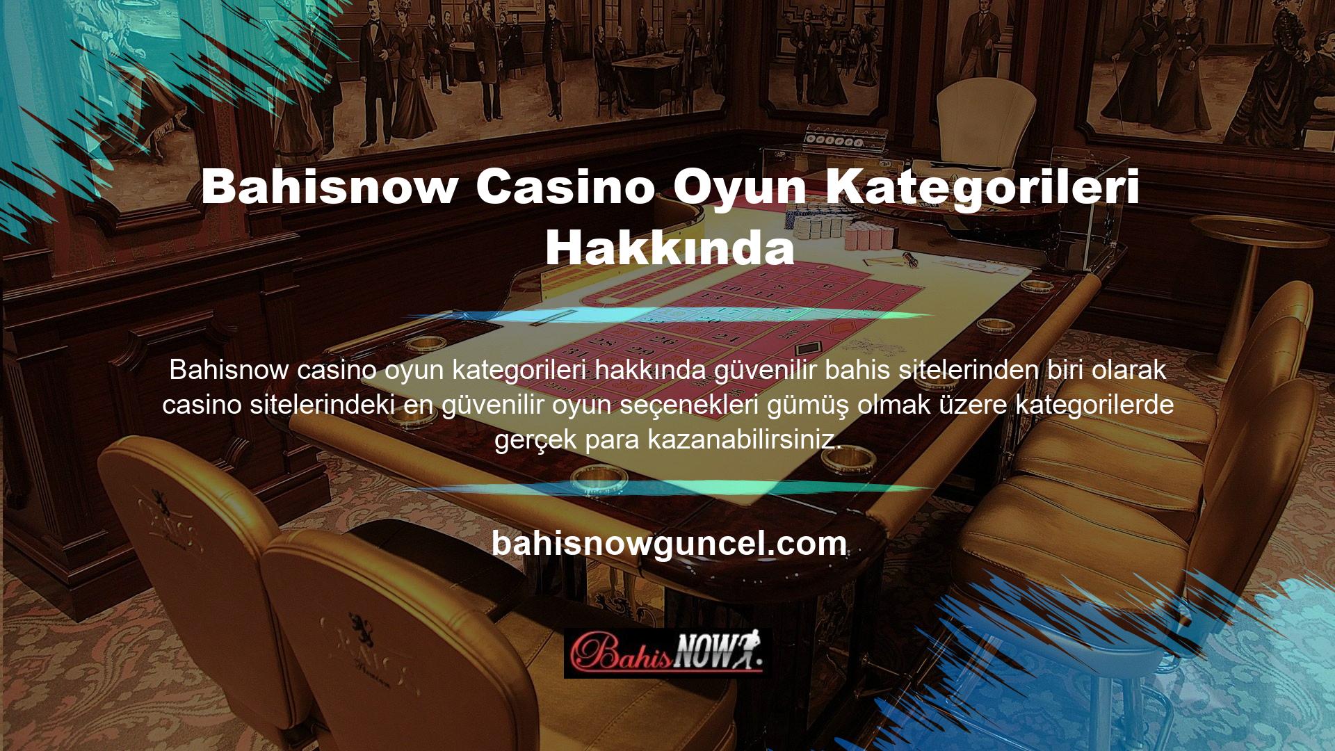 Bahis kategorisinde canlı casino oyunlarının yerini alan Rulet, Blackjack, Bakara, Casino Hold'em, Andal Bahar ve Evolution Lobby gibi oyunlar bulunmaktadır